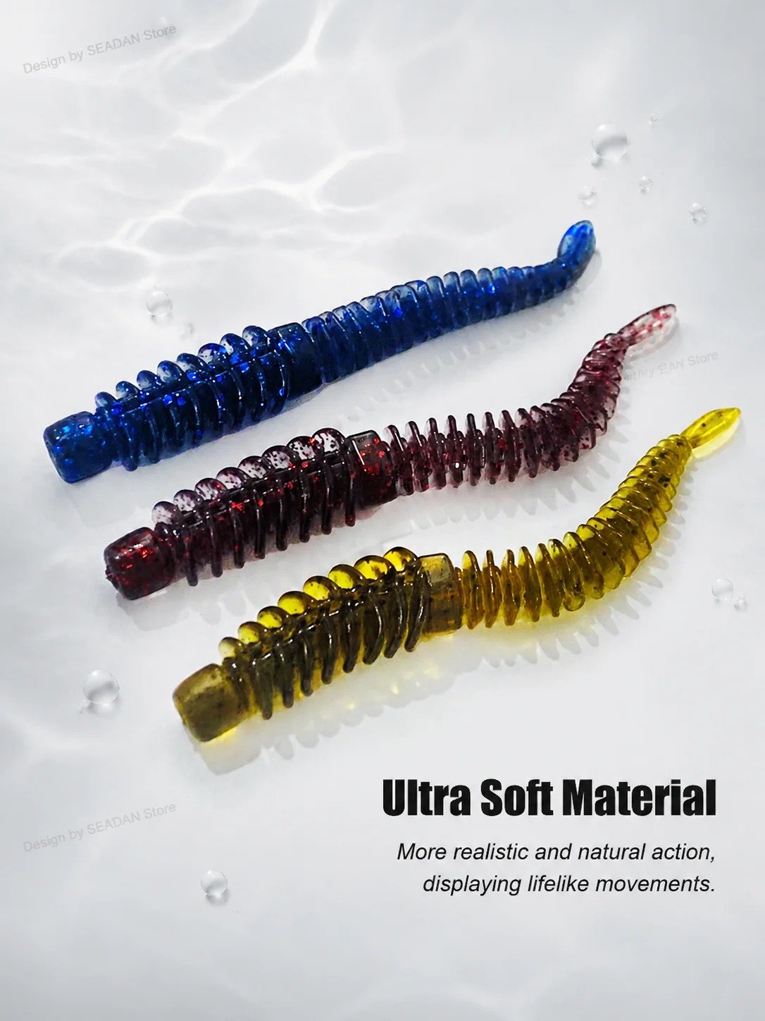 10 Pieces Reverse Thread Needle Tail Soft Bait, High Elastic TPE Floating Lure, 8cm 10cm Scented Soft Lure Kit for Bass Bream