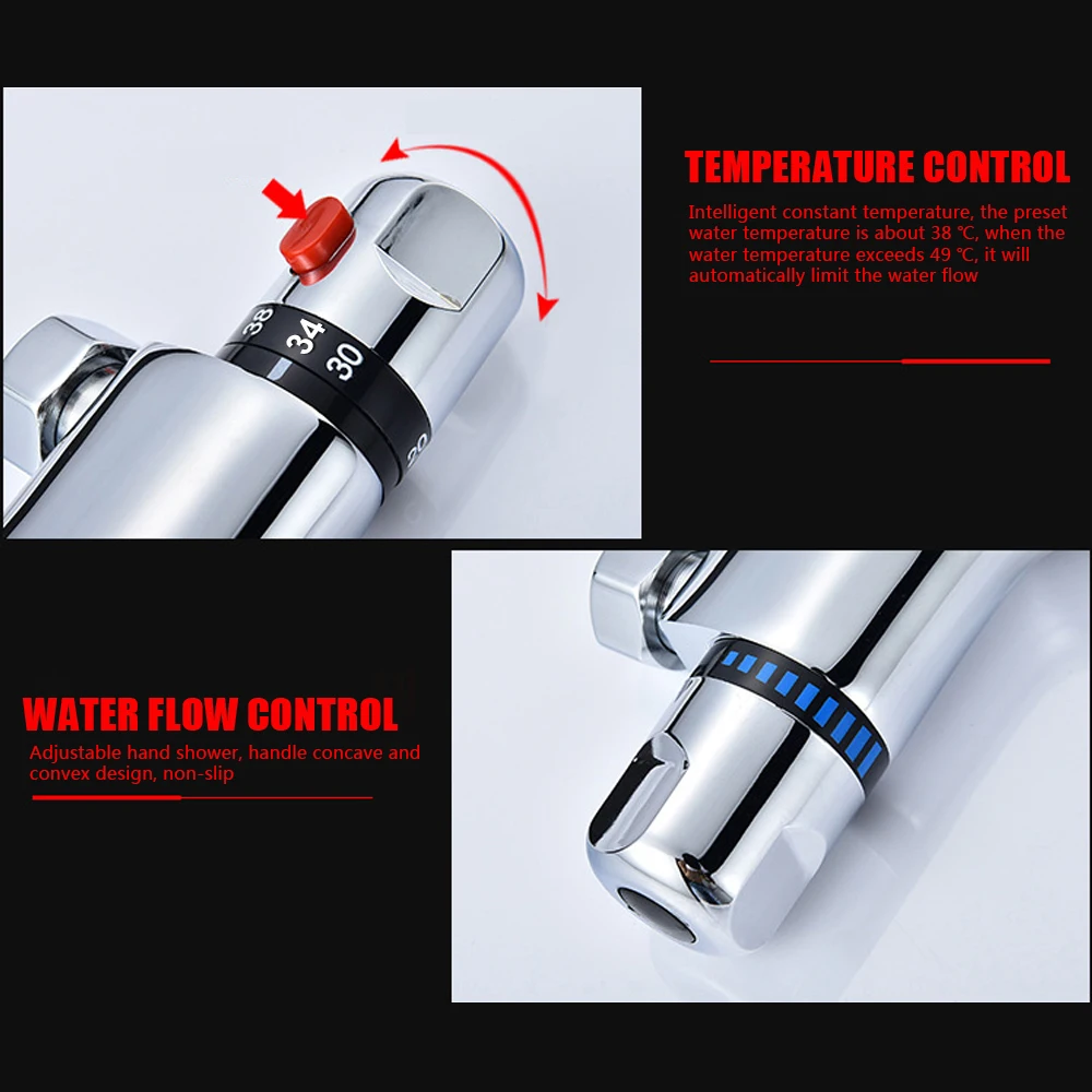 Hot And Cold Mixer Thermostatic Tap Bathroom Tool Bathtub Faucet Bathroom Mixing Valve Thermostatic Shower Faucet