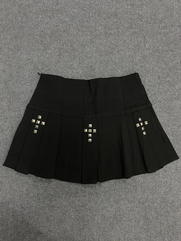 

Y2k Clothes Gothic Punk Studded Mini Skirt Harajuku Sexy Ultra Short Rivet Pleated Skirt Hot Girl Kawaii Skirt Womens Clothing