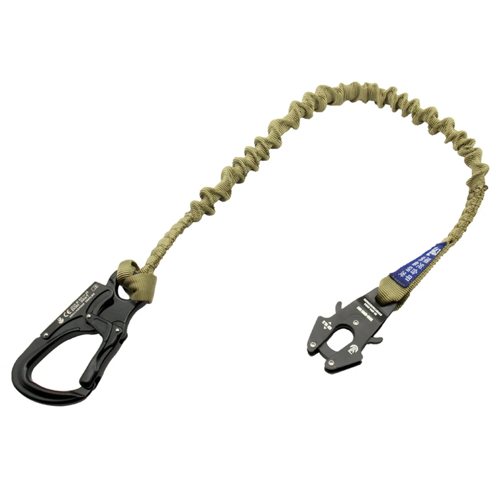 الرياضة في الهواء الطلق الحبل الثابت D مشبك للإفراج السريع والسريع CE حبل أمان مرن معتمد مشبك نهاية مزدوجة #5