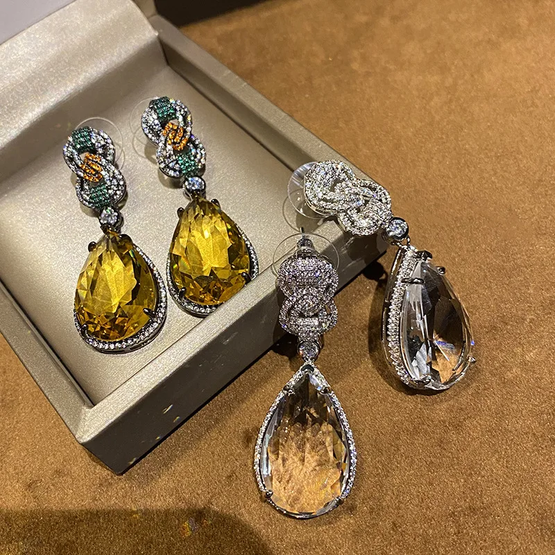 Bilincolor Mode Vintage Große Gelb Cubic Zirkon Ohrring für Frauen – Detail 10