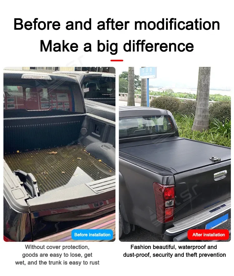 Lizpofly Pickup Truck Roller Shutter Cover For Isuzu D-Max Fengjun Yuhu 5 Ruiqi 6 Navara Bed Tonneau Cover Accessories