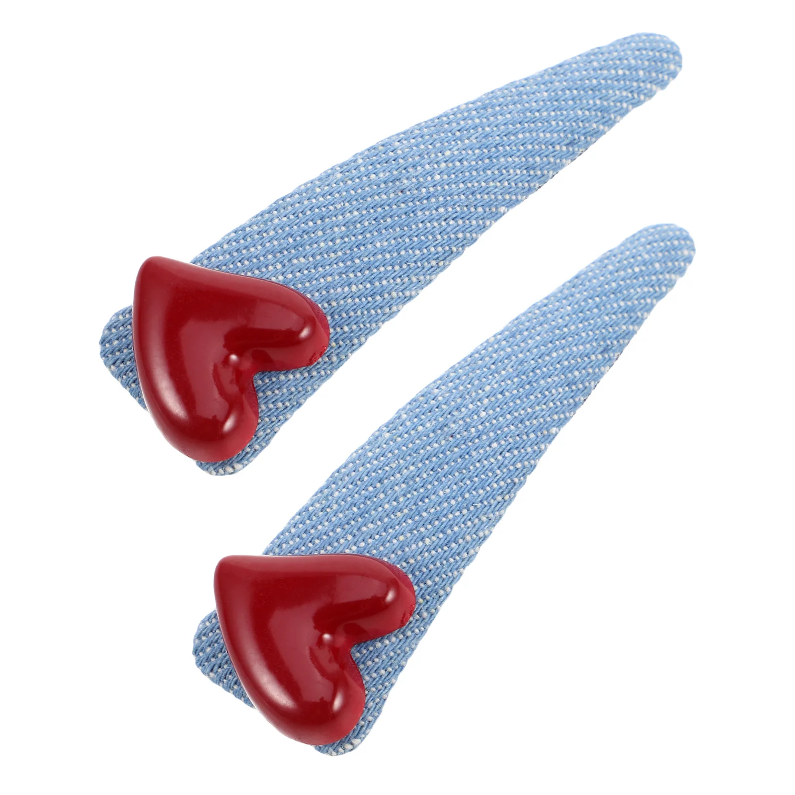 

2Pcs Heart Side Bangs Hair Clips Blue Denim Barrettes Cute Hair Accessories for Girls Women Party Daily Styling
