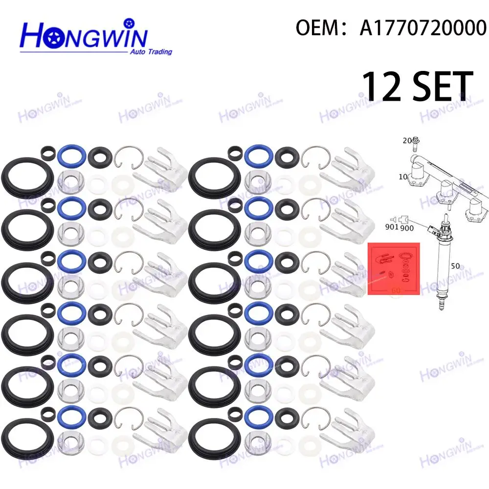 

3/6/9/12SET A1770720000 1770720000 Fuel Injector Seal For Mercedes-Benz SLK350 SL450 SL400 S550e S450 R350 ML400 ML350