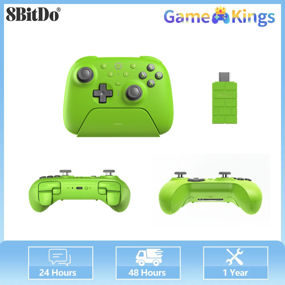 

8BitDo Ultimate 2 green Wireless 2.4G Gaming Controller with Charging Dock with TMR Joysticks/Hall Effect Triggers for Windows