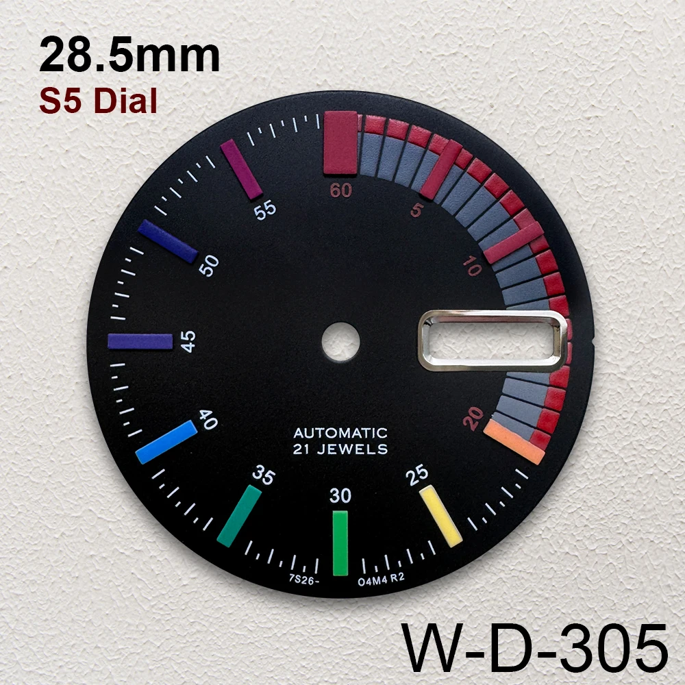 28.5mm S Logo Colorful Dial Fit NH36/4R36 Movement No Luminous Rome Matte Dual Calendar Dial Watch Modification Accessories