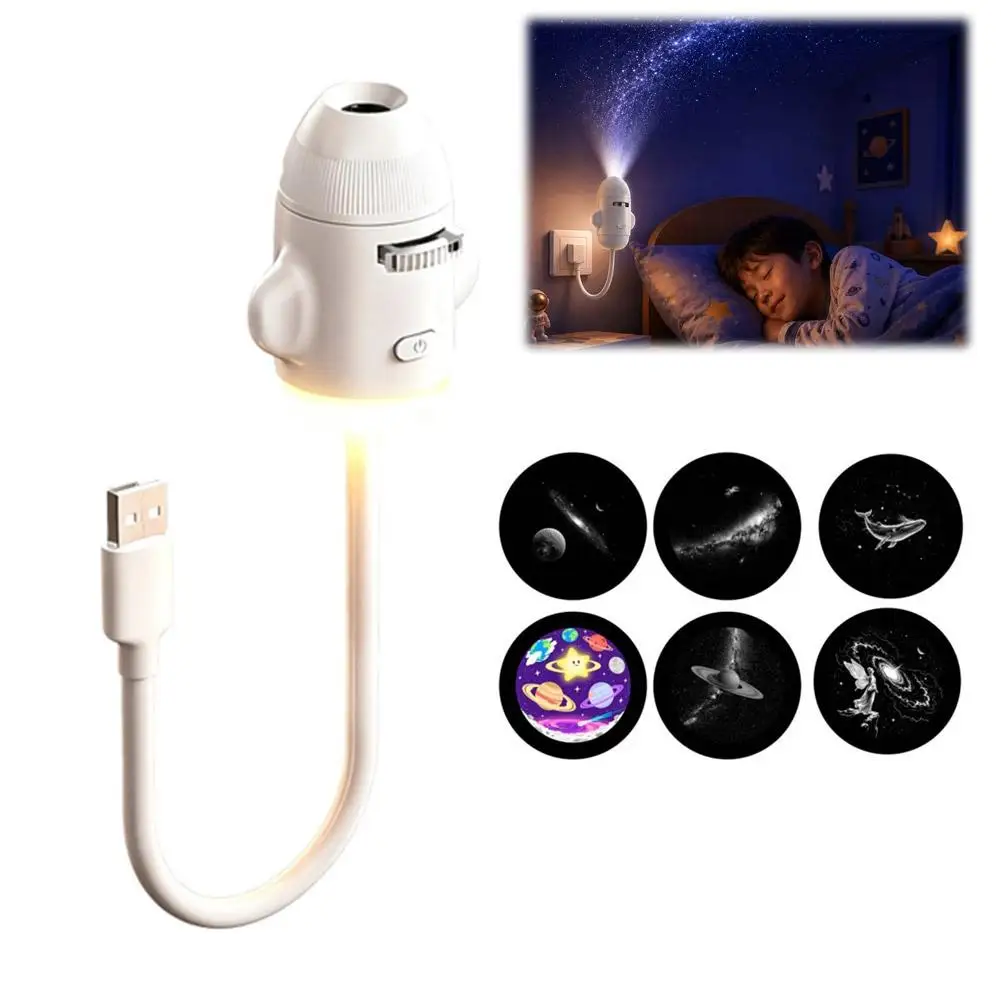 USB Powered Pattern Projection Night Light Car Projection Lamp White ABS Lamp For Large Range Projection