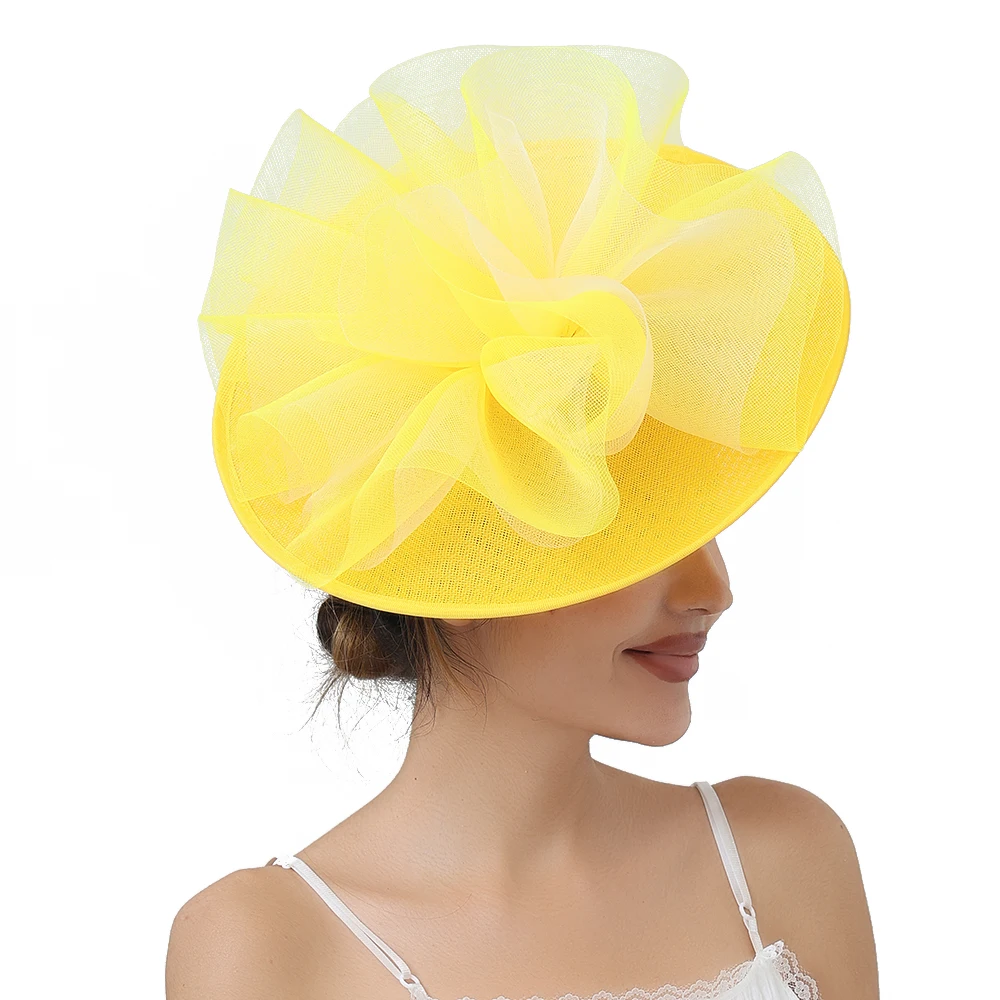 Elegant Bride Imitation Sinamay Fascinator Hat for Women with Fancy Crinoline Hair Accessory Wedding Event Party Headwear