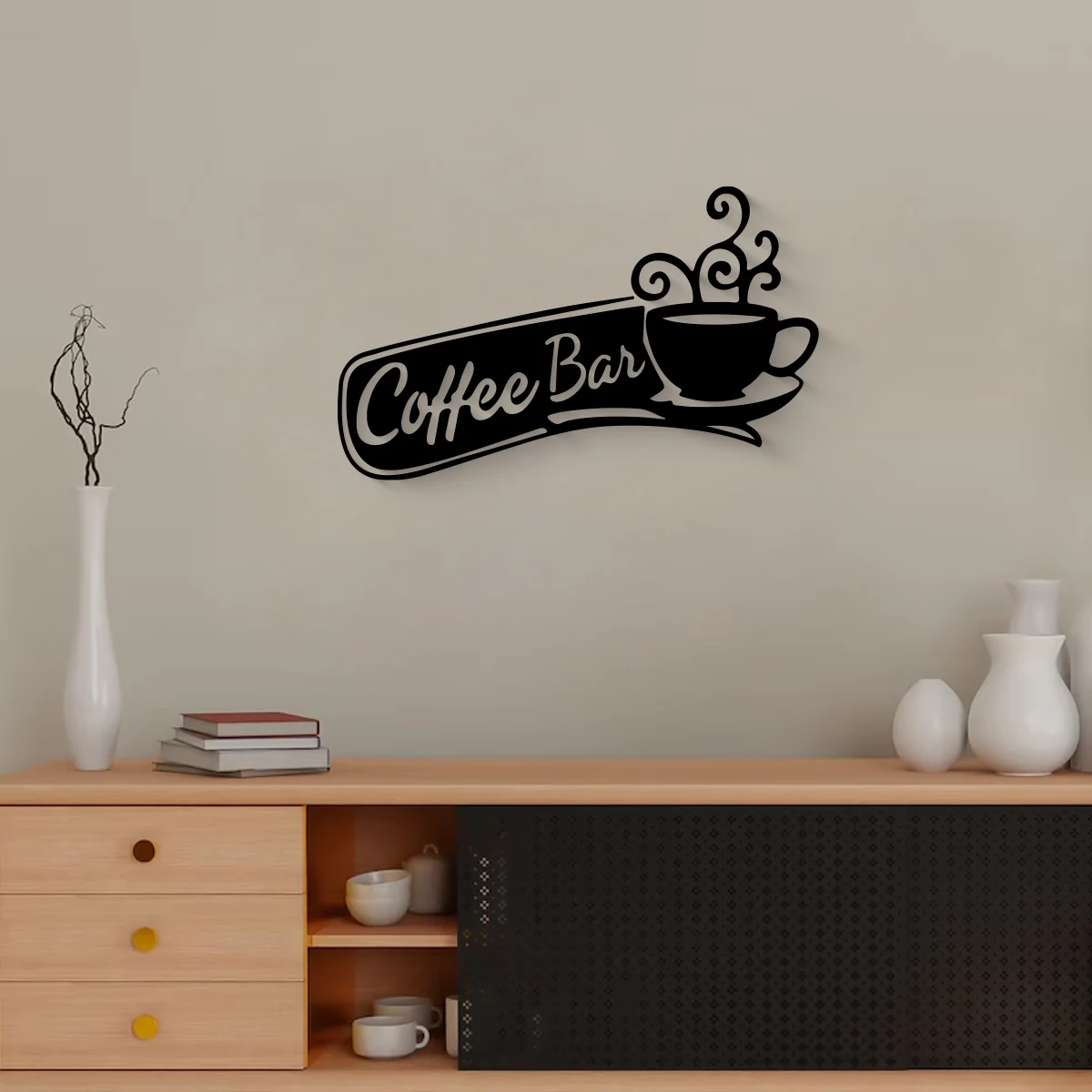 Metal Coffee Silhouette Signs Wall Art for Coffee Bar Shop Wall Hanging Plaque Décor Home Coffee Cup Wall Decor