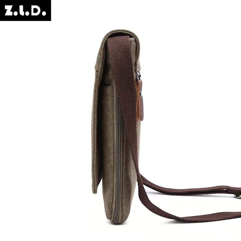 Mini bolso de hombro de lona para hombre, bandolera de colores sólidos, tejido fuerte, Estilo Vintage, nuevo diseño, 2021