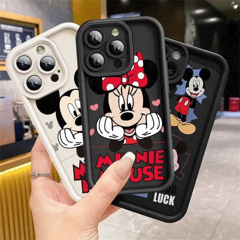 Anime Disney Mickey Mouse Case For Apple iPhone 15 11 13 14 Pro Max 12 Silicone 15 Plus 11Pro Soft Phone Cover