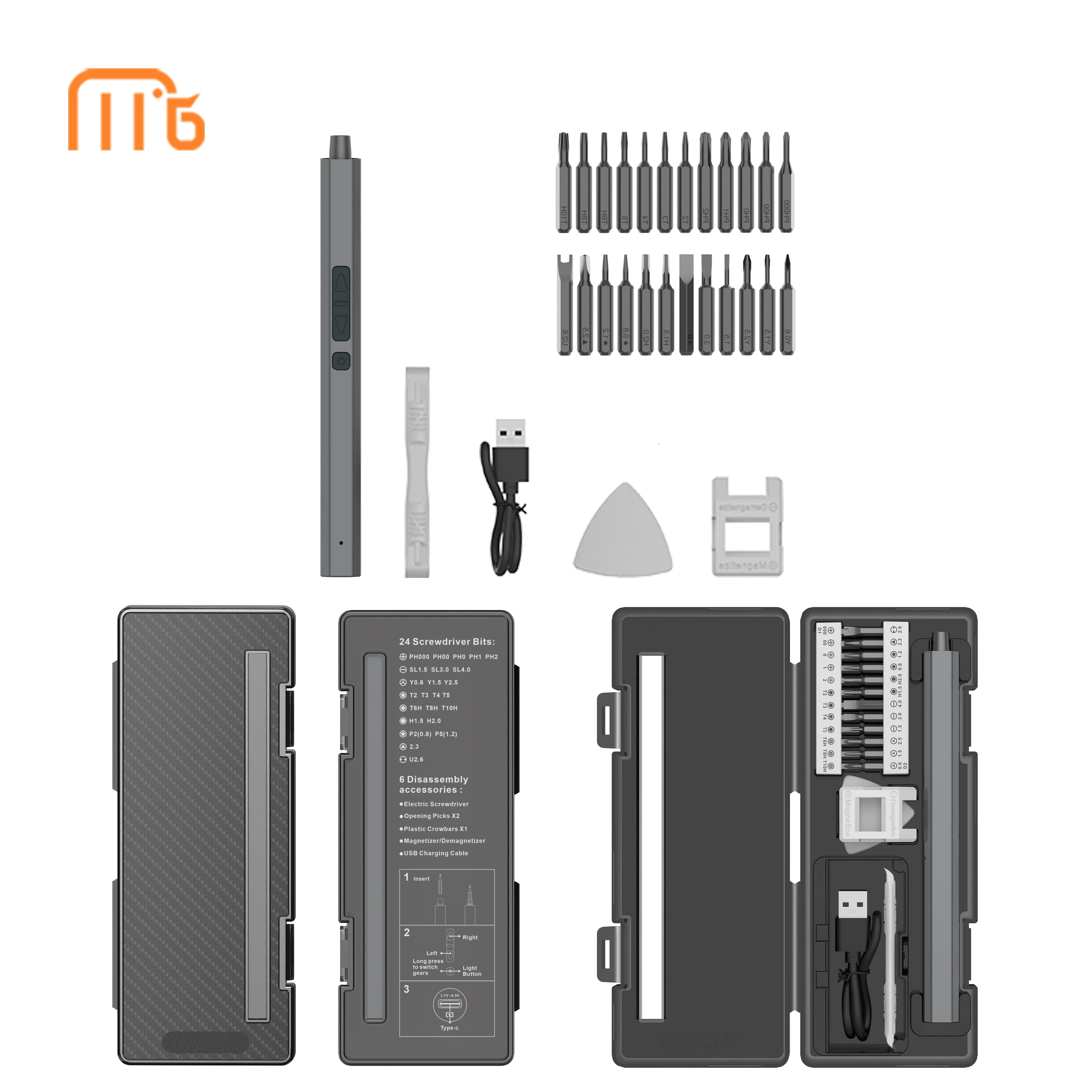 Mini Electric Screwdriver Set 30 in 1 Precision Repair Tools Magnetic Screw Driver Head with LED Light for iPhone PC Camera DIY