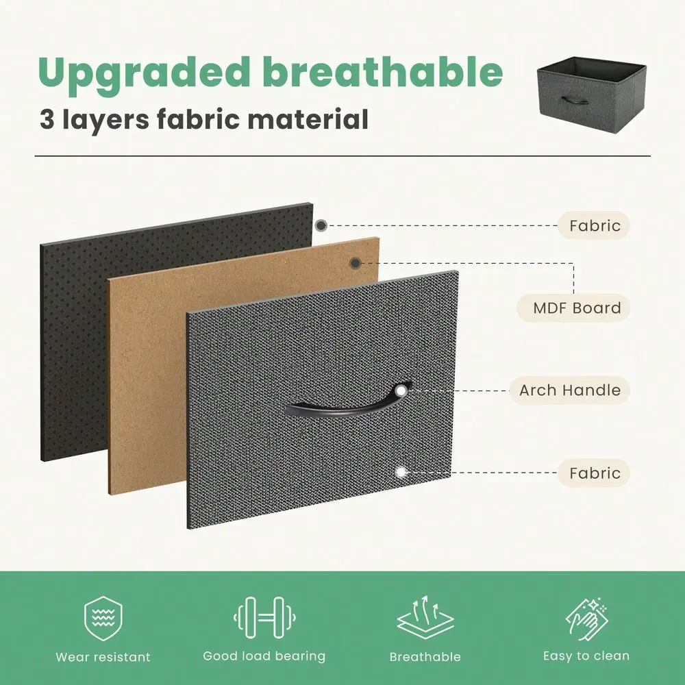 

Dresser For Bedroom Chest Tower With Easy Pull Fabric Bins Stand Organizer Storage For Living Room Closet Hallway Wooden Top