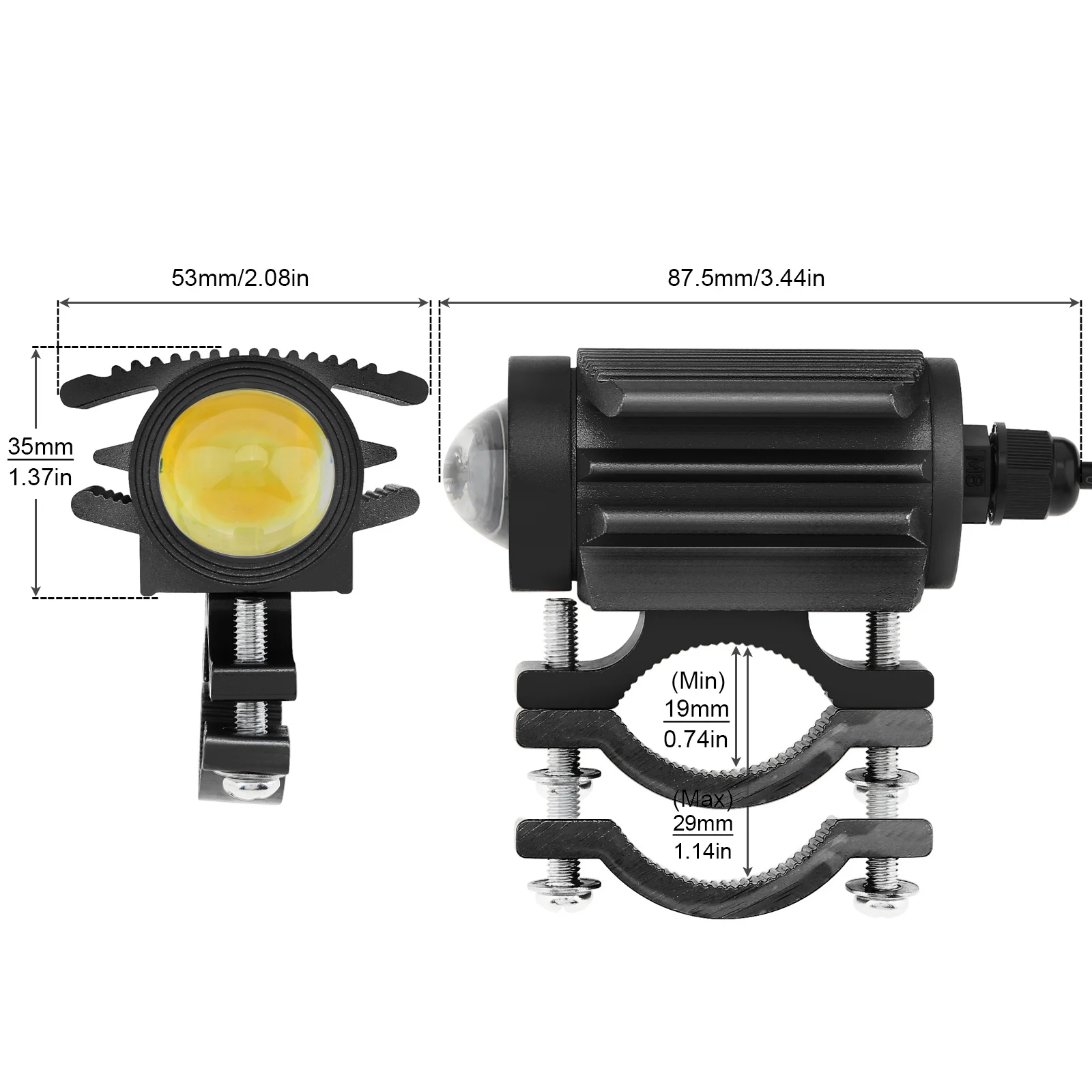 LED Motorcycle Headlight Yellow White Dual Color 4 Mode 6500K High Low Beam LED Motorbike Headlamp Tractor Truck Boat  Spotlight