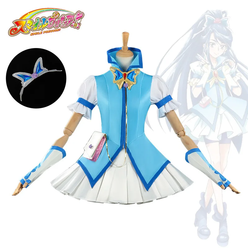 

Yes PreCure 5 Cosplay Costume Karen Minazuki Cure Aqua Bule Dress Outfit Wig Anime Game Cosplay Halloween Convention Dress Up