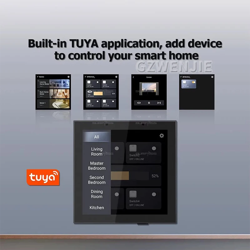 4 Inch WiFi Wall Amplifier Bluetooth Mini Music Amplifiers Touch Screen Smart Audio System for Home Office Apartment Android 11