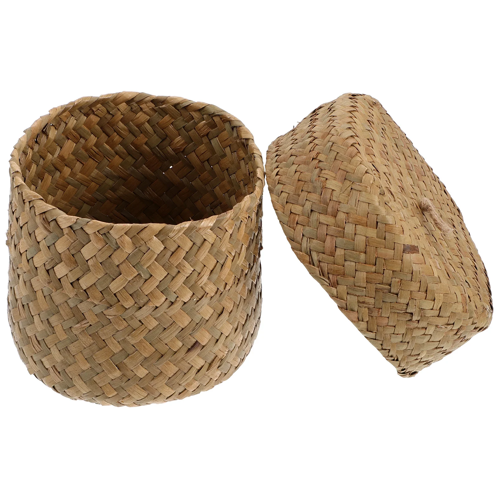 Flower Basket Handmade Woven Household Storage Sundries Container Hand-woven Food Containers with Lids