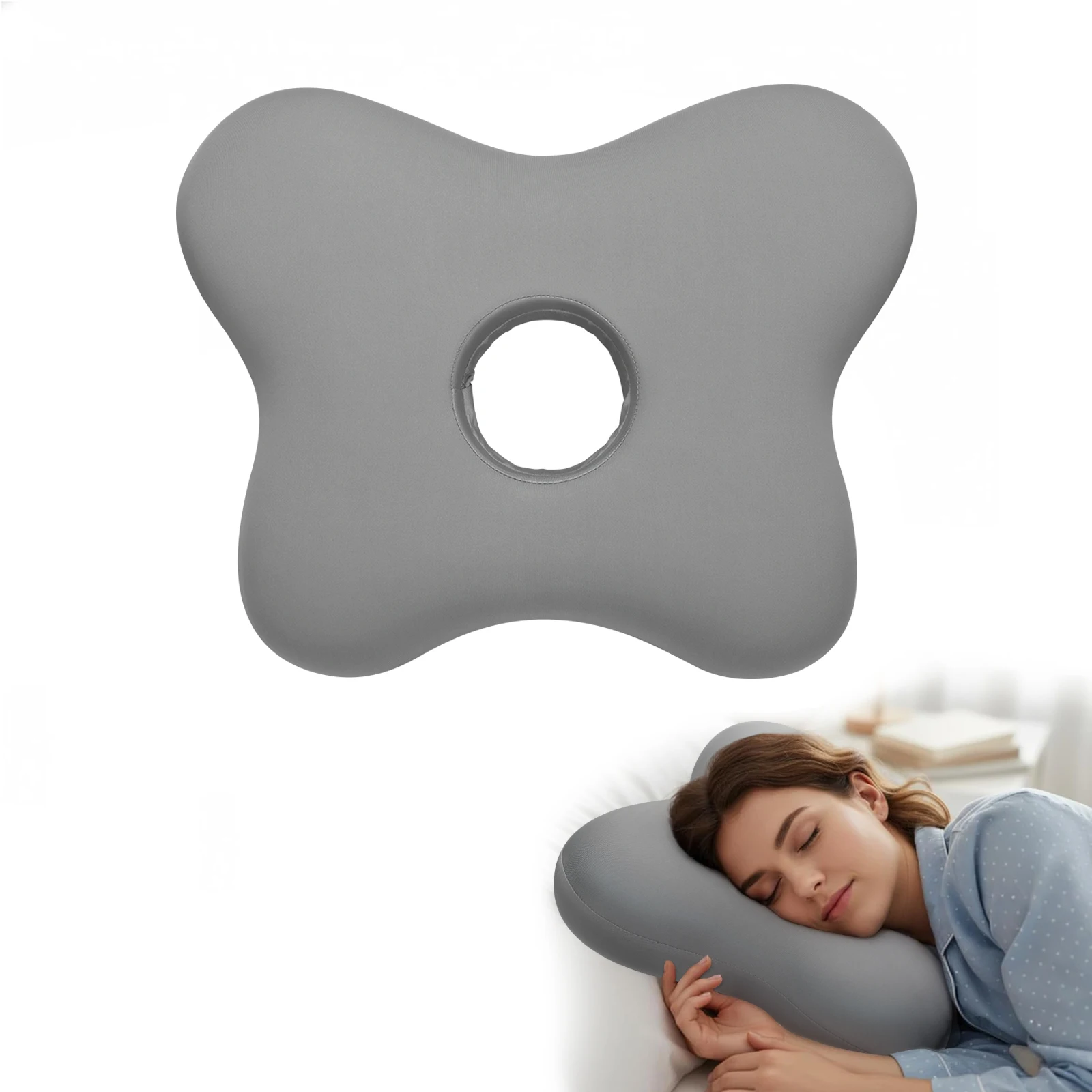 Ear Piercing Memory Foam Pillow Adjustable 2‑Height Ergonomic Side Sleeper Pillow Ear Pain Relief Washable Cover