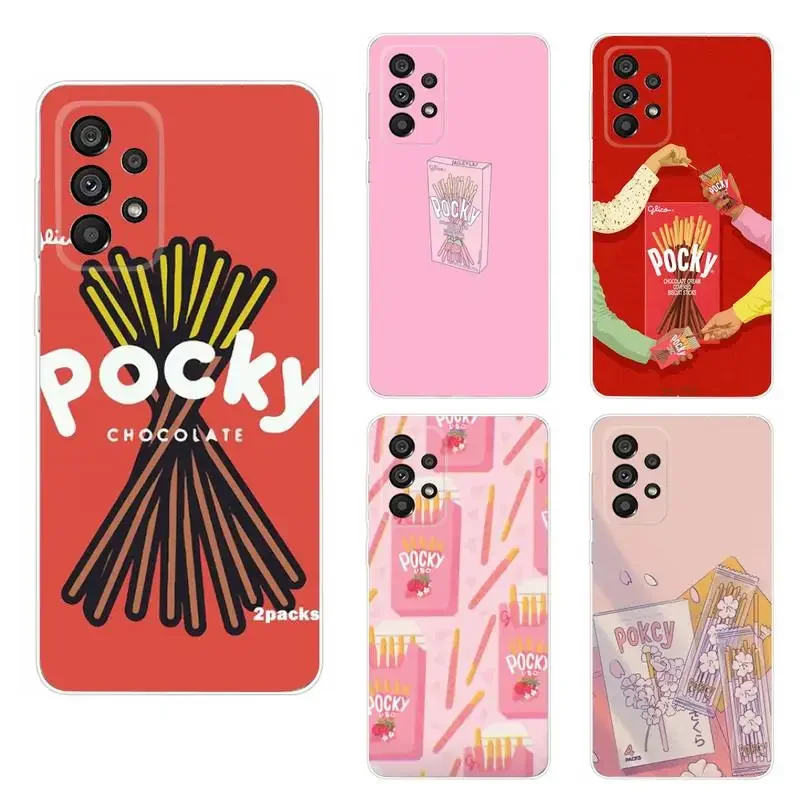 Funda de teléfono P-POCKY para Samsung Galaxy, carcasa transparente con Chip de Chocolate, galletas, para modelos A71, 70, 52, 51, 40, 31, A50, 30S, 21S, 03S, Note20ultra