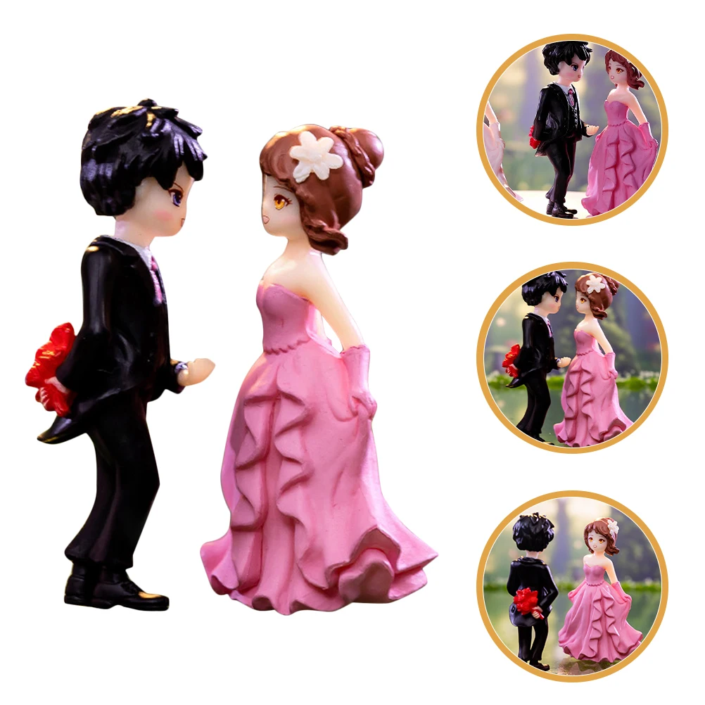 

1Set Bride Groom Table Decor Lightweight Longlasting Wedding Party Valentine's Day Ornament Couple Figurines Wedding Cake Decor