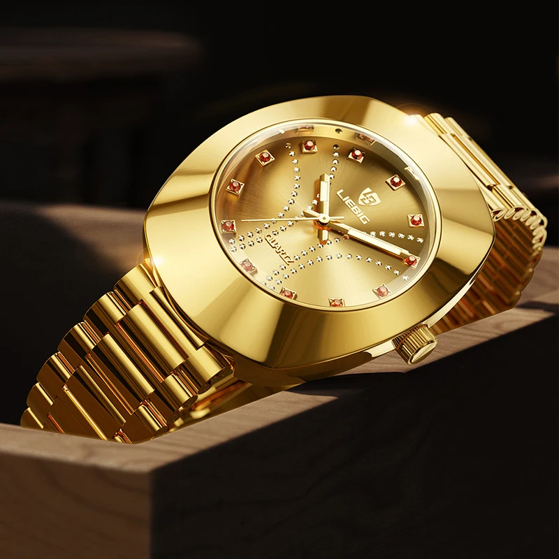 

LIEBIG New Quartz movement Wristwatch Clock Male Luxury Golden Full Steel Watches Men Casual 3Bar Waterproof Reloj Hombre