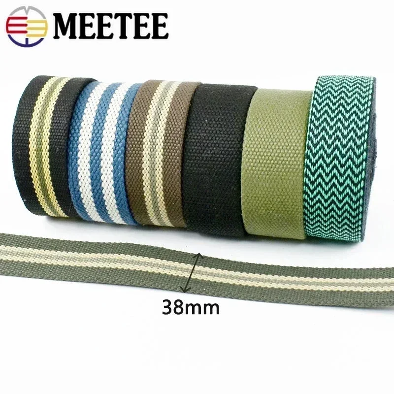 1/2/3Meter 38Mm 3.5Mm Dik Katoen Banden Voor Riem Handtas Lint Rugzak Band Band Bagage Diy Tas Naai Accessoires