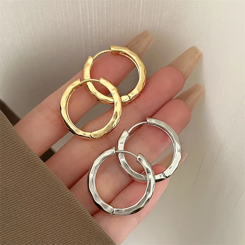 Metal Style Simple Imprint Simple Hoop Earrings For Women Fashionable Personalized Daily Accessory Party Jewelry Birthday Gifts