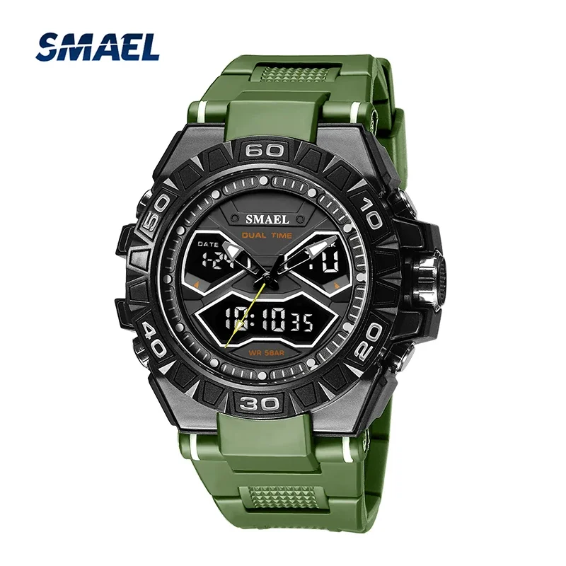 

2022 New Military Wrist Watches For Men 5ATM Waterproof Versatile Sport Watch, Durable Resin Case With Alloy Bezel, SMAEL 8070