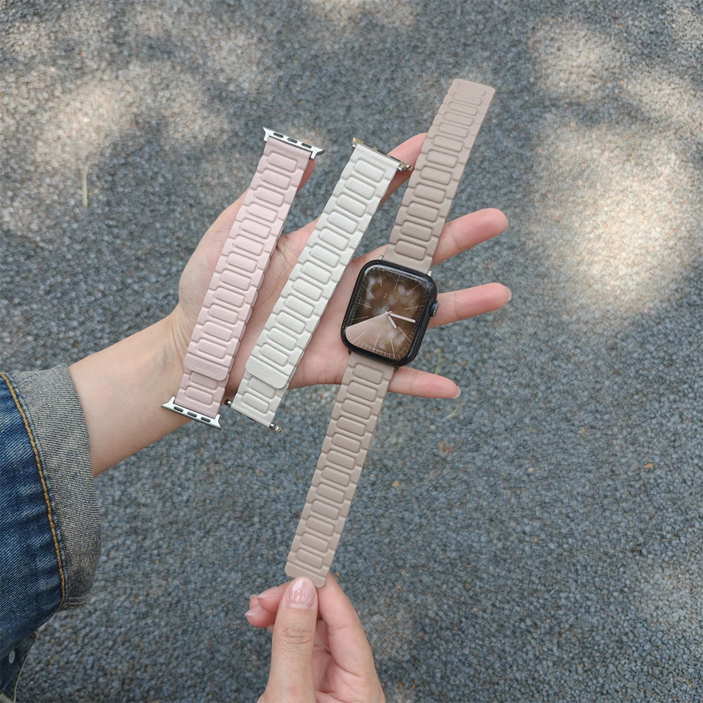 

Ремешок с магнитной петлей для Apple Watch, ремешок 46 мм, 44 мм, 40 мм, 49 мм, 45 мм, 41 мм, силиконовый браслет IWatch 10 9 8 7 6 5 4 3 Se Ultra 2