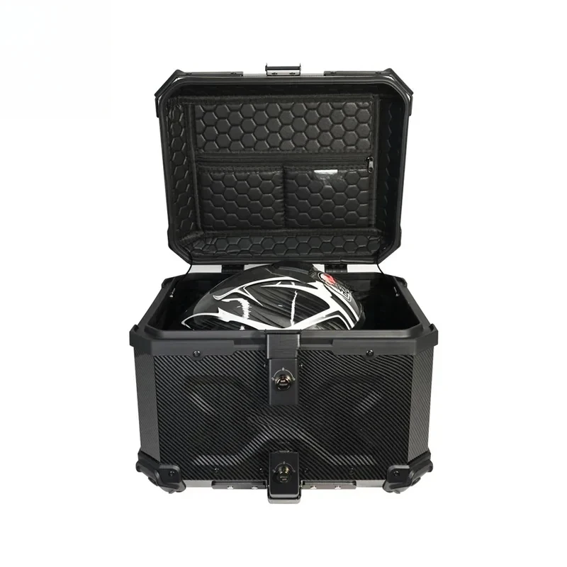 

45L-3X Carbon Fiber Pattern Transfer Motorcycle Tail Box with Black Lock and Handle (Black)