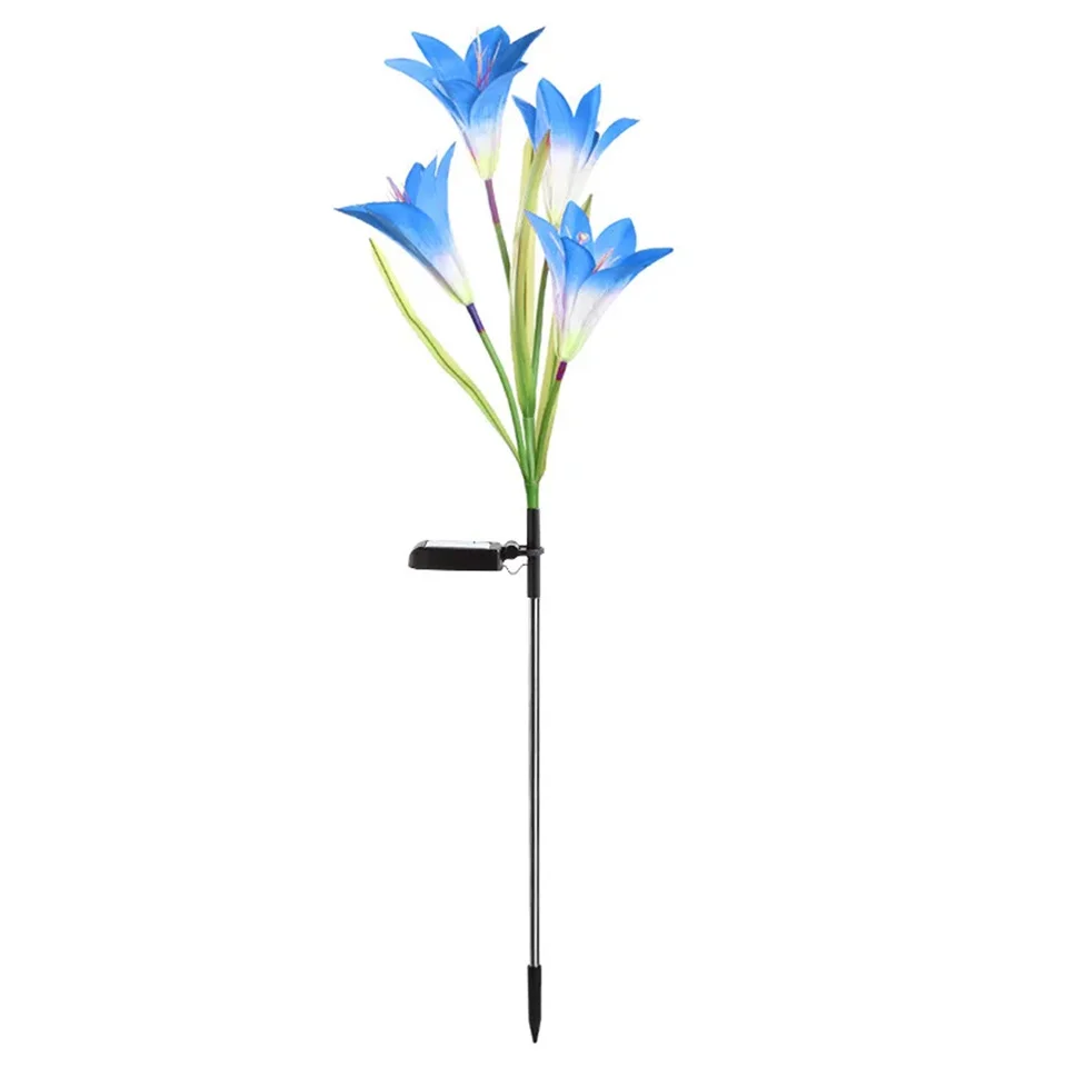 NONE Solar-Außenleuchte mit Lilienblüten, IP65, wasserdicht, solarbetrieben, für Garten, Weg, Landschaftsbeleuchtung, Hof, Hofdekoration 3