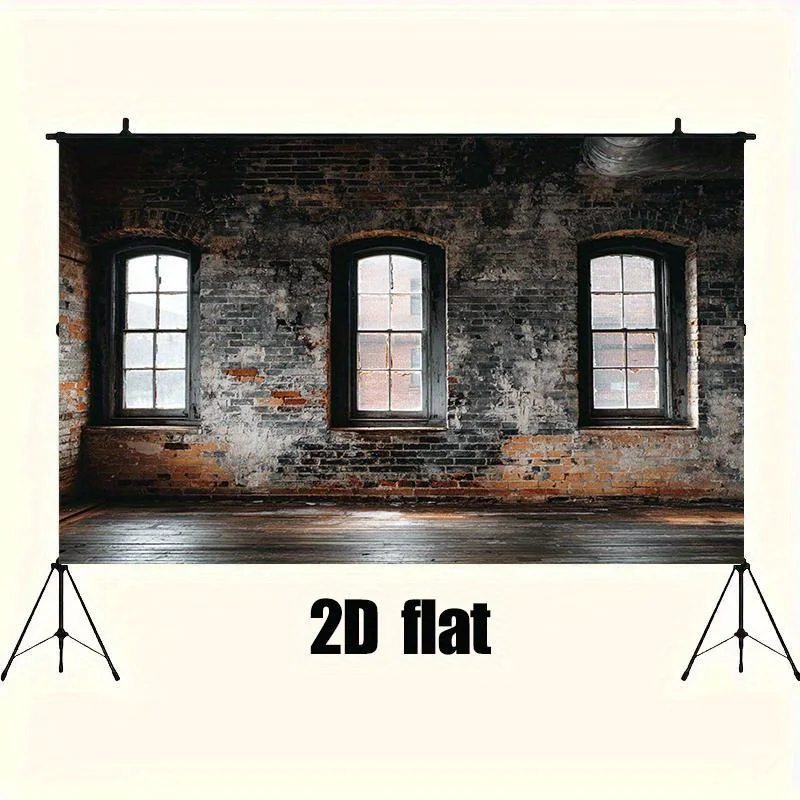 2D plane, industrial city with retro brick walls and window backgroundsdjh