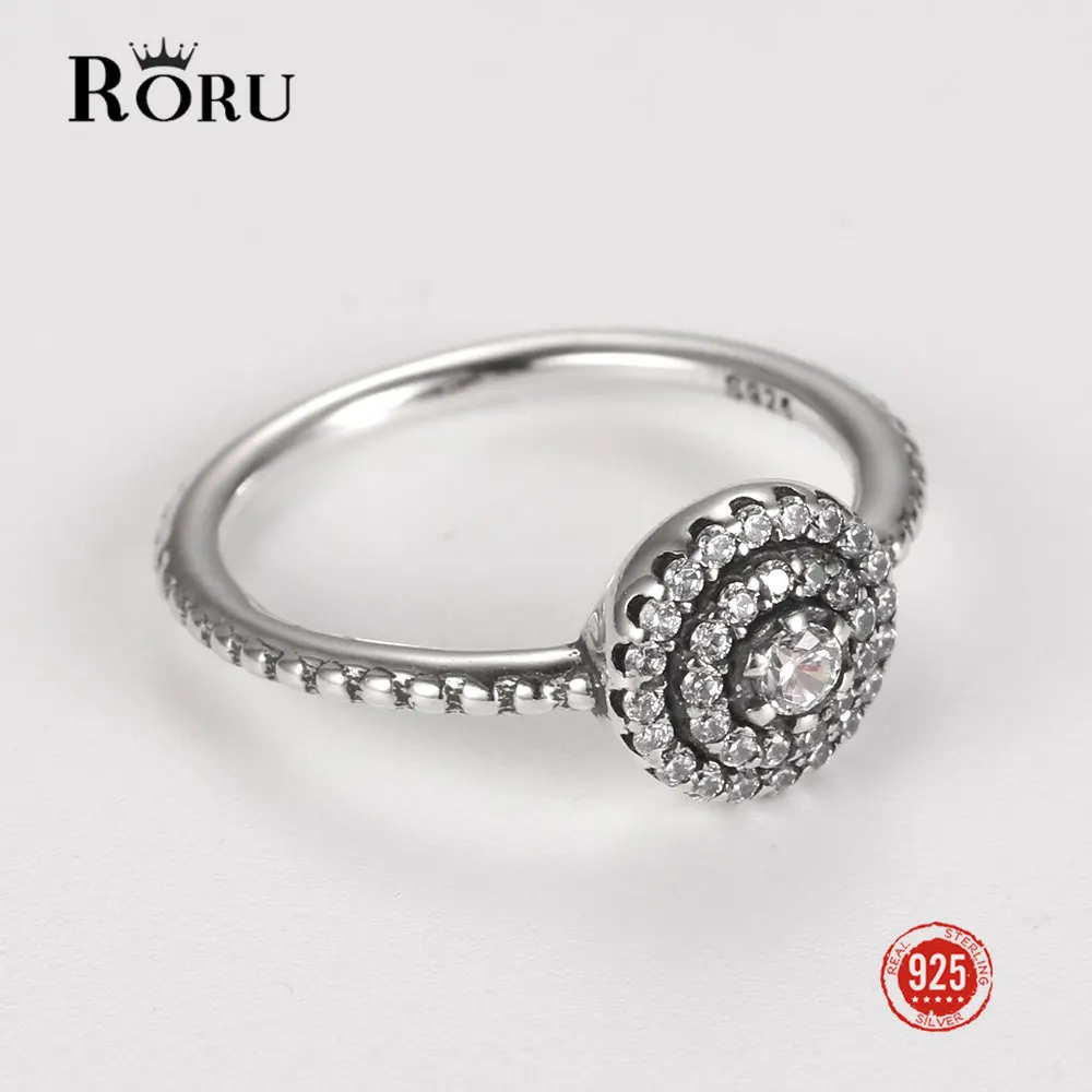 RORU 925 Silver Original Classic Romantic Diamond Ring Engagement Rings Anniversary Wedding Birthday Gift for Women 2022