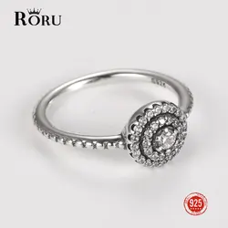 RORU 925 Silver Original Classic Romantic Diamond Ring Engagement Rings Anniversary Wedding Birthday Gift for Women 2022