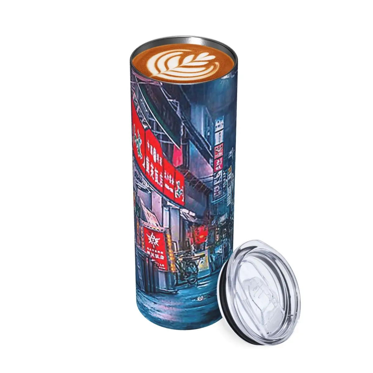 Heavy Rain Over Neo Tokyo Stainless Steel Tumbler Vacuum Insulated Mugs Thermal Cold Cup Straw With Lid 20oz
