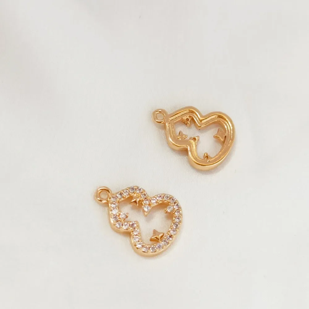 

Copper Gold-plated 14K, Zircon Inlaid Small Gourd Pendant, Bracelet, Pendant, DIY Handmade Jewelry Accessory Material