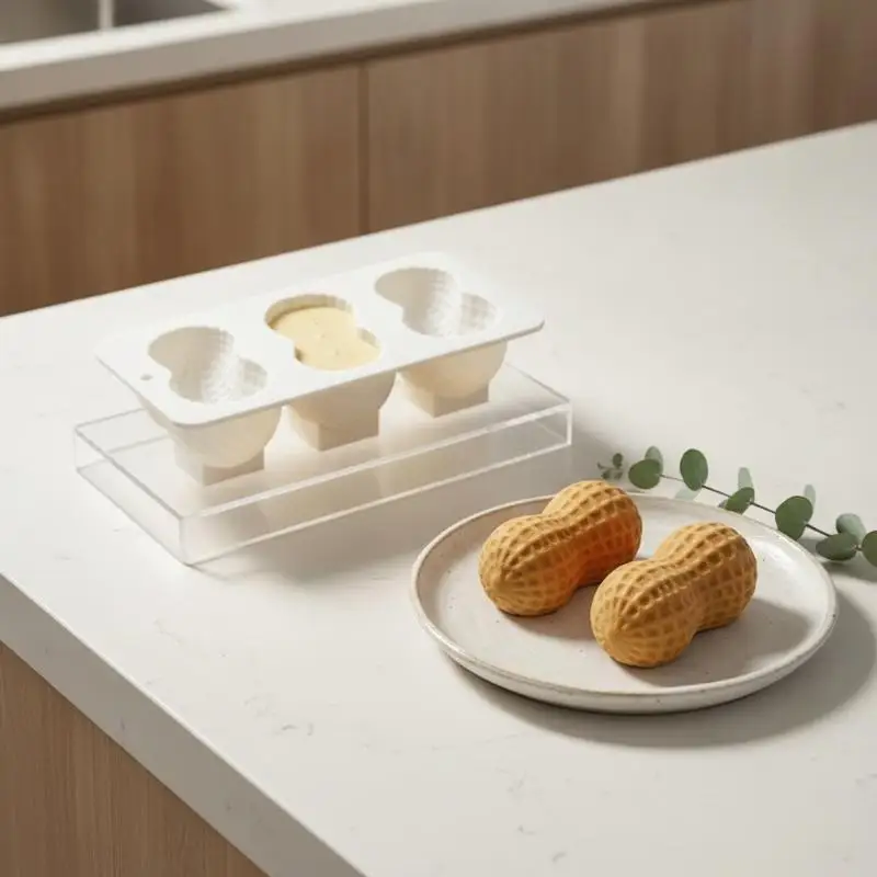 Flexible 3-Cell Peanut Silicone Baking Mold Food Grade Non-Stick Reusable Bakeware for Kitchen Pastry Chocolate Jelly Making