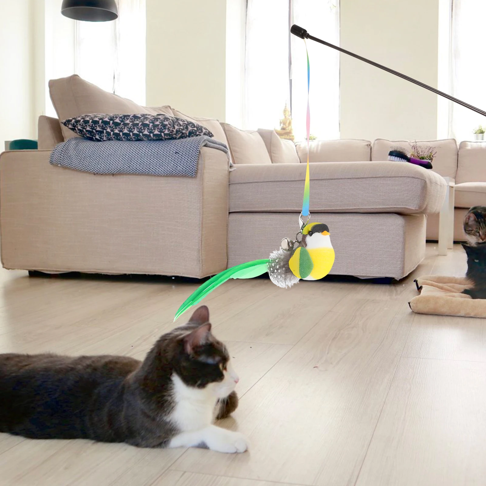 

Replacement Heads For Cat Teaser Feathered Bird With Bell Interactive Cat Chase Indoor Outdoor Refill Attachment