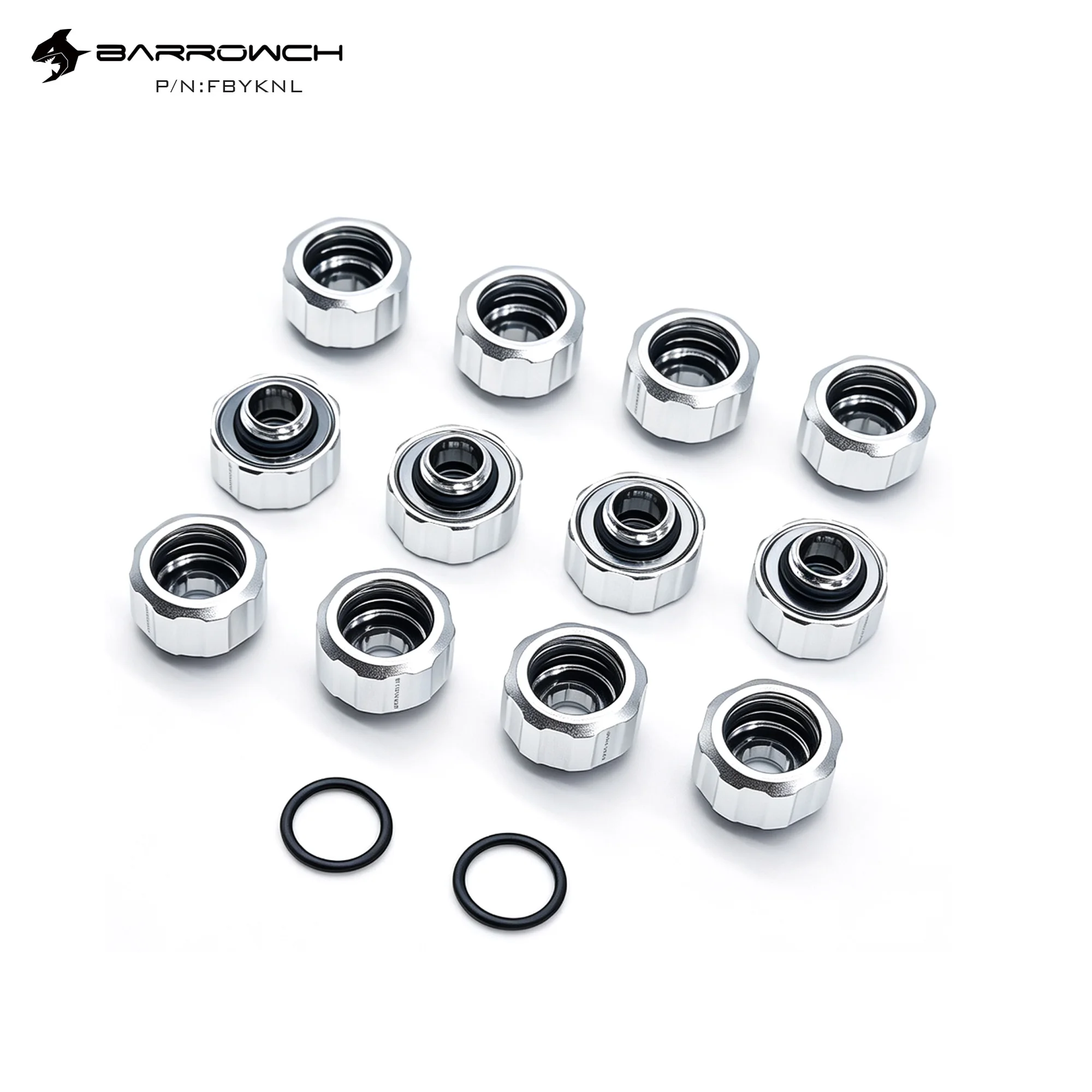 BARROW 12pcs/lot Hand Compression OD16mm Hard Tube Fitting Water Cooling Metal Connector Fitting G1/4'' Thread TEPG Acrylic