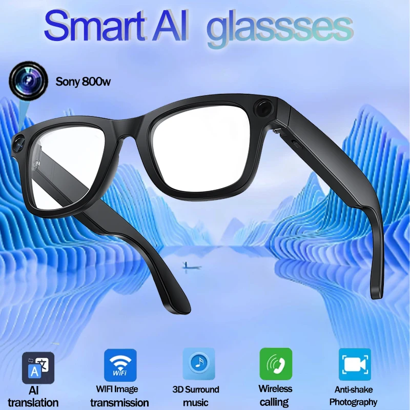 

AI Smart Glasses with 8MP Camera Video Recording 100+ Languages Translation Sunglasses Bluetooth Call Music Play Men Women 2025