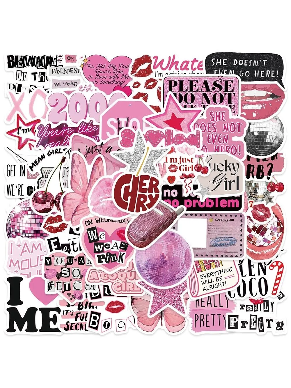 10/30/50pcs mignon rose Cool filles dessin animé Graffiti autocollants esthétique décalcomanie réfrigérateur ordinateur portable téléphone journal papeterie autocollant enfant jouet