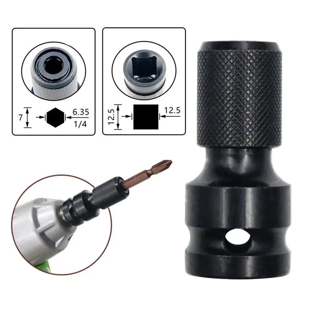 Cabezal convertidor de llave eléctrica, llave convertidora Hexagonal de 1/2 a 1/4, adaptador de enchufe de impacto, accesorios eléctricos
