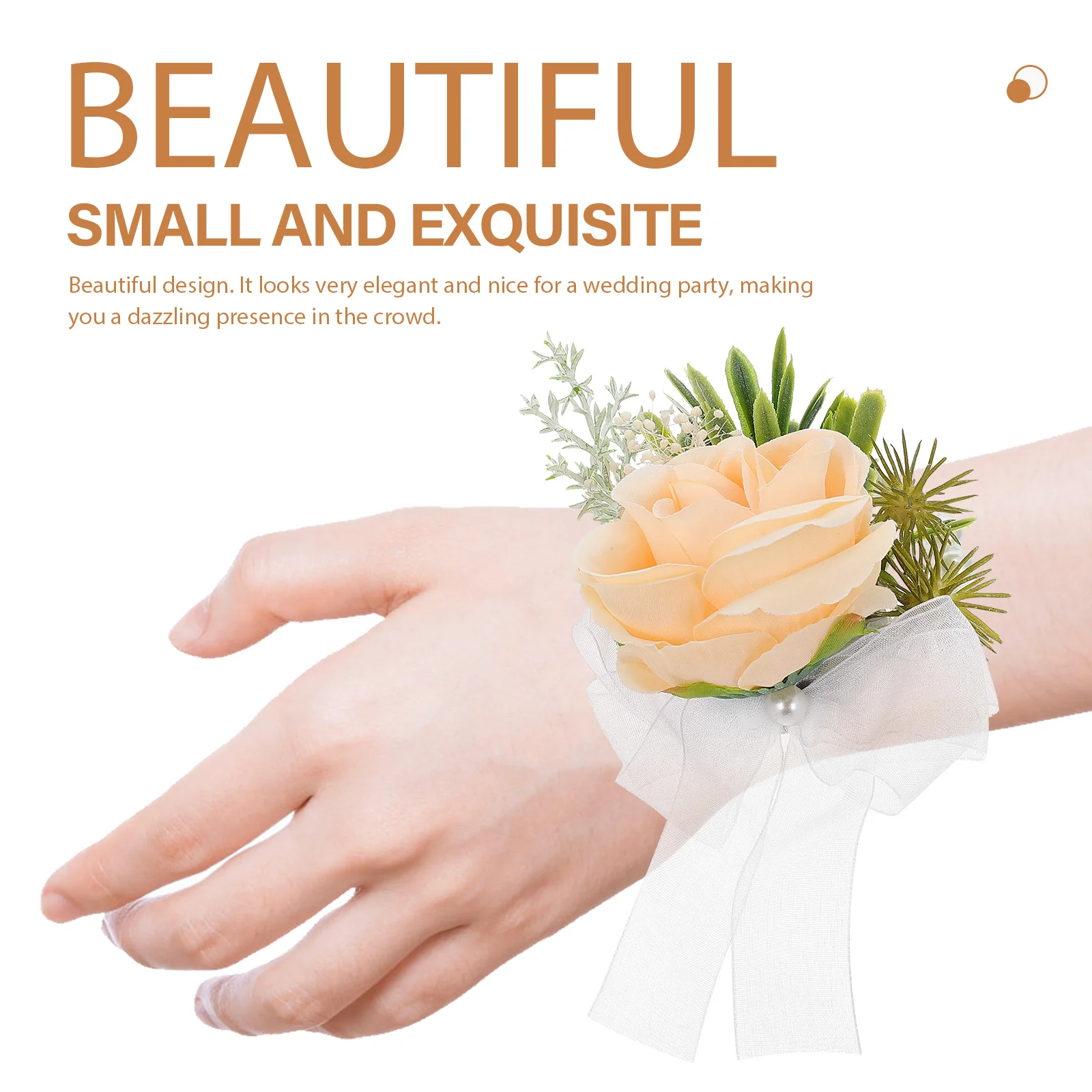 

2Pcs Wrist Corsage Delicate Decorative Bridal Accessories Elegant Wear-Resistant Corsage Bracelets Wedding Party Wrist Decor