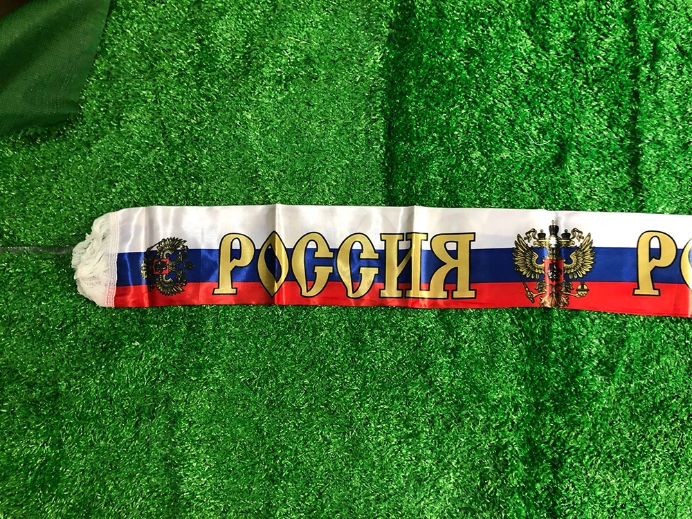 SKY FLAG  Russia scarf 14*130cm russia flag Custom Scarf football team Scarf Printing Satin Russian banner