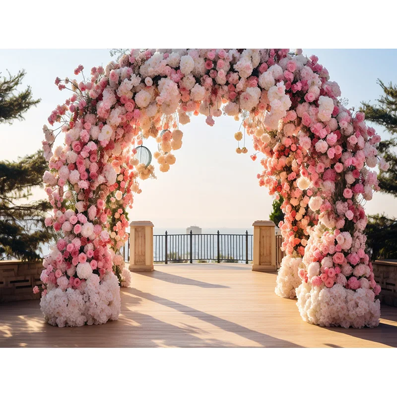 Colorful Flower Wall Photography Backdrops Romantic Rose Arch Wedding Bouquet Valentine's Day Photo Studio Background Props LH-4