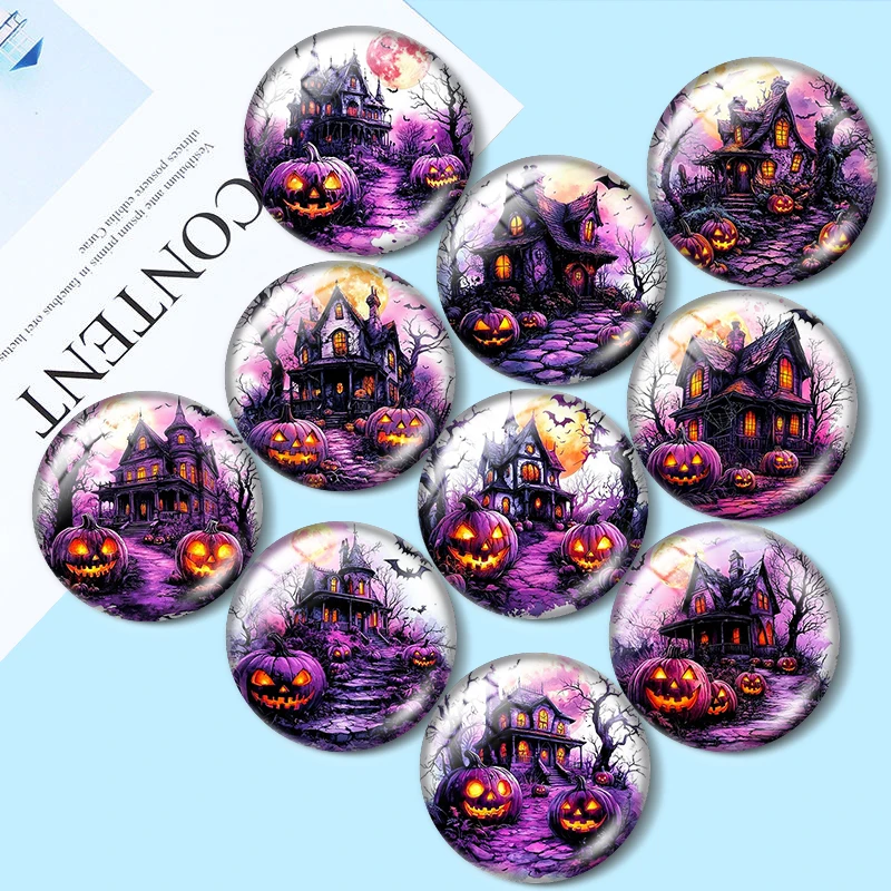 

Purple Halloween 12/18/20/25mm glass cabochon bracelet pendant rings for jewelry demo earrings back Making findings