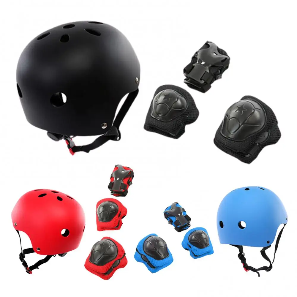 

7Pcs/Set Kids Bicycle Helmet Protective Gear Adjustable Helmet Knee Elbow Pads Wrist Guards Cycling Equipment
