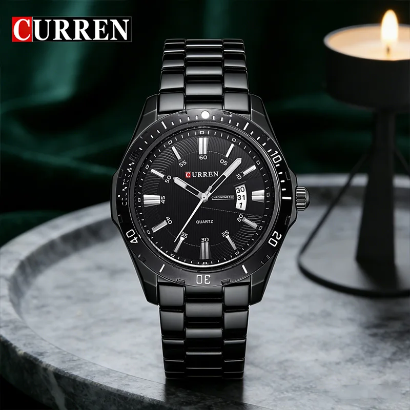 CURREN 8110 Men's Quartz Watch Calendar Luminous Sports Rubber Strap Waterproof Casual Cool Wristwatch Male Clock reloj hombre