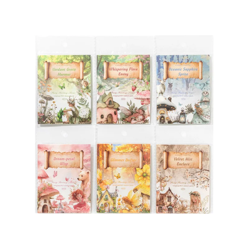 6packs/1lot Kawaii Scrapbook Stickers Elf Fantasy Junk Journal Gold Planner Stationery Planner Decorative