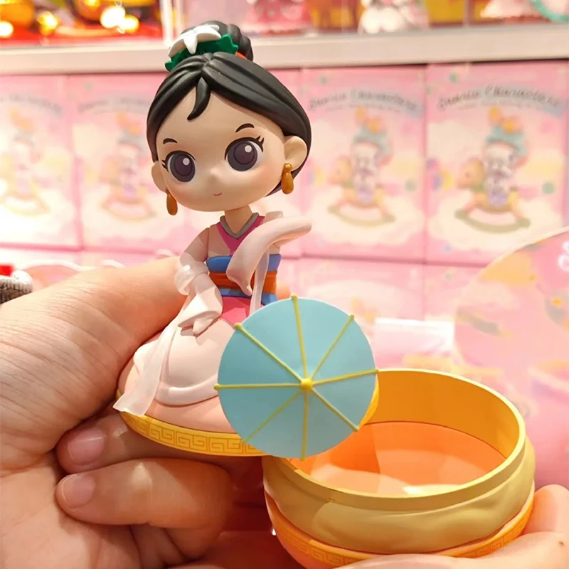 Disney Blind Box Macaroon Series Storage Box Figure Toy Snow White Mulan Ariel Bell Princess Desktop Ornament Kid Christmas Gift